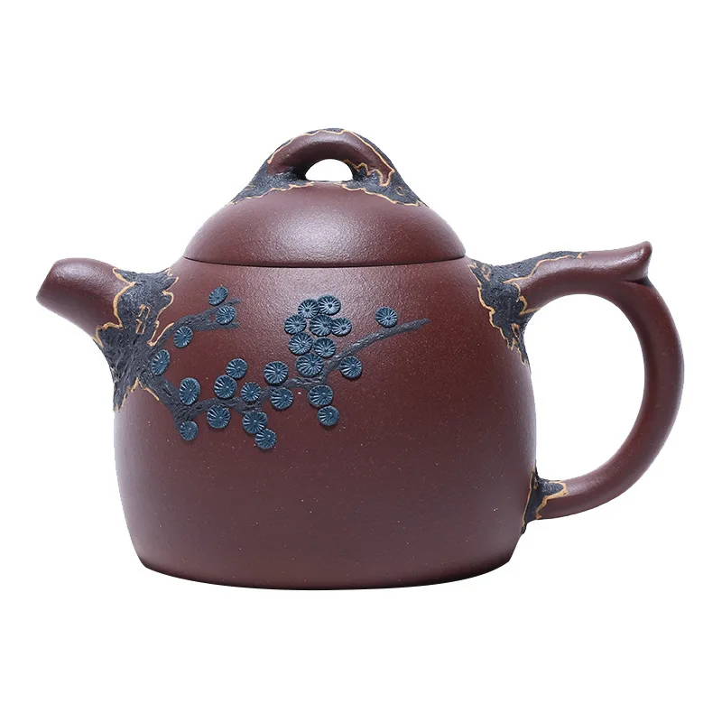 

Full Manual Dark-red Enameled Pottery Teapot Raw Ore Purple Ink For Imprinting Of Seals Yixing Famous Song Ying Qin Quan Teapot