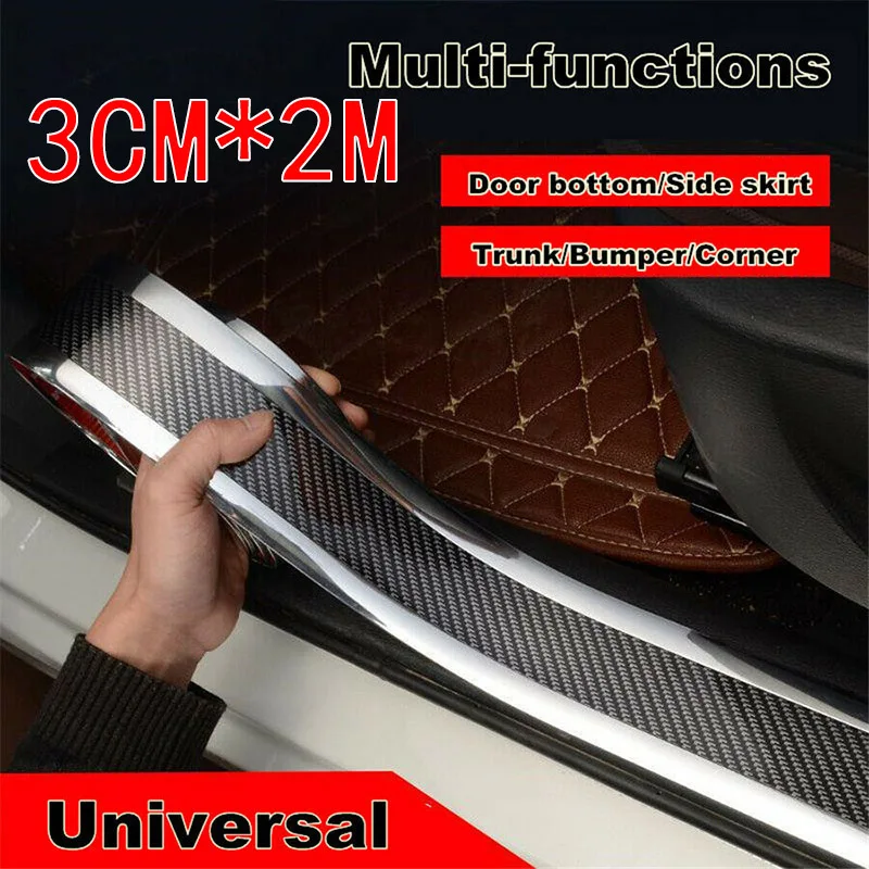 

1 roll Anti-collision Strip Sill 3CM*2M Anti-scratch Bumper Carbon Fiber Silver
