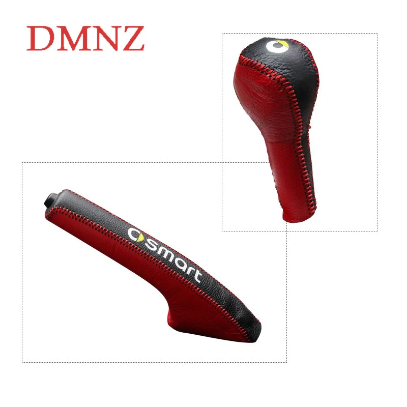

Car Gear Shift Collars Leather case Modification accessories For new smart fortwo Forfour 453 Auto Handbrake Grips car styling