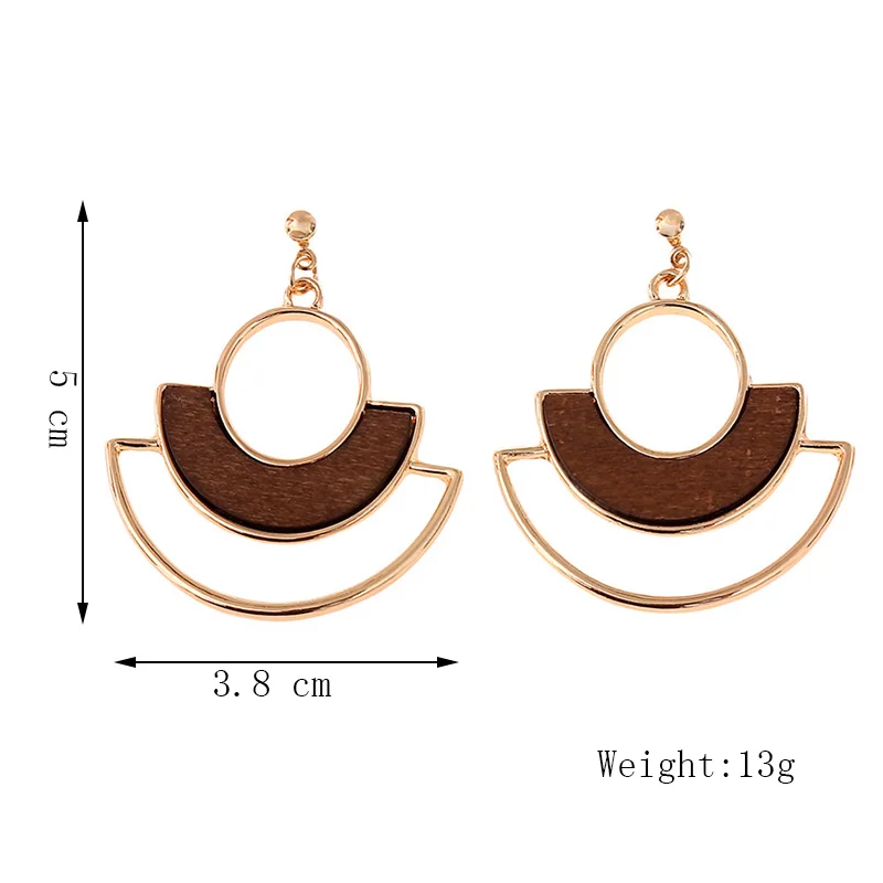 Новый Винтажный геометрический круглый металлический Деревянный Висячие серьги
