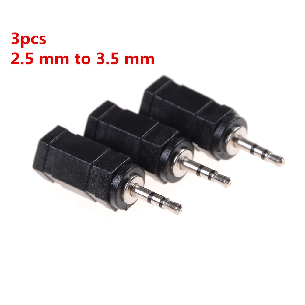 

3Pcs/lot 2.5mm Black Male To 3.5mm Female Audio Stereo Headphones Adapter Plug Wholesale