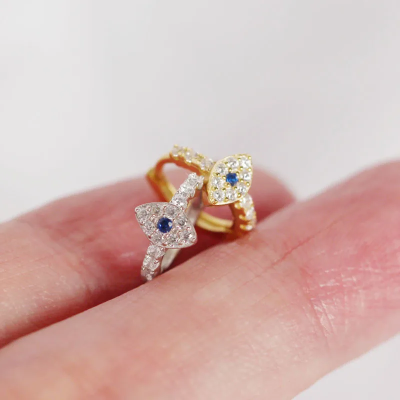 Очаровательные серьги от сглаза маленькие петли из стерлингового серебра 925