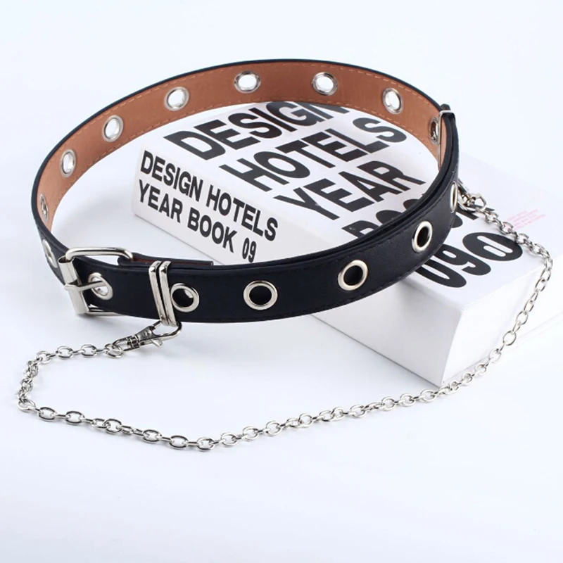 1 шт. женский панк цепь модный ремень Регулируемый черный двойной/один люверс