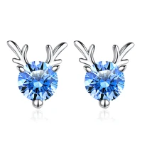 new arrival 30 silver plated trendy little deer animal shiny crystal ladies stud earrings jewelry for women christmas gifts