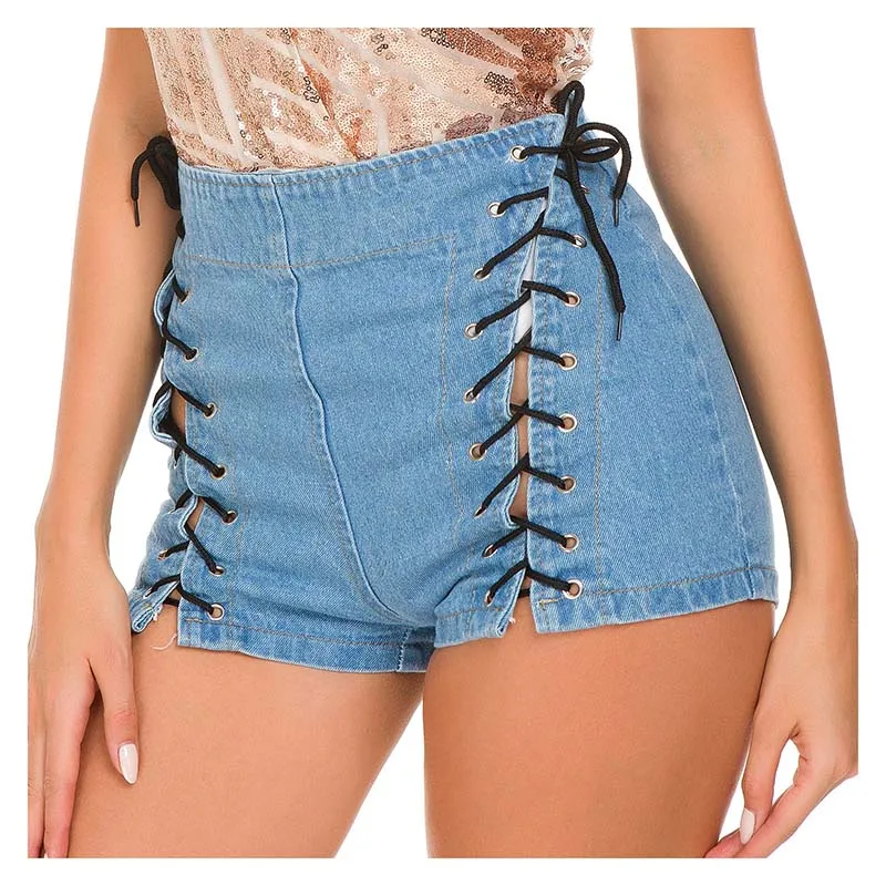 Юбка-шорты женская с завышенной талией пикантные эластичные джинсовые шорты на