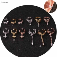 leosoxs 2pcs european and american creative new products without pierced earrings inlaid zircon ear clip jewelry