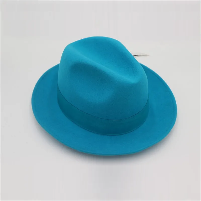 Мужская модная фетровая Шерстяная кепка голубого цвета в стиле джаз