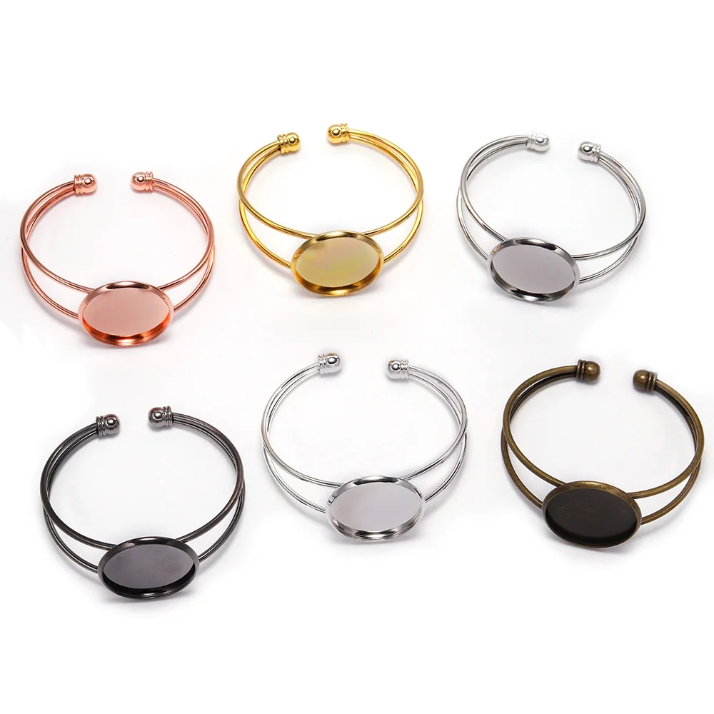 

18 20 25mm Gold Bangle Cabochon Base Cuff Bracelet Blank Tray Bezels Setting Cabochon Supplies For Jewelry Making Finding