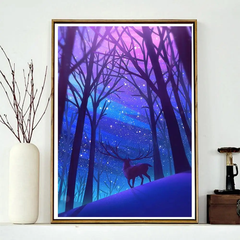 5D сделай сам полностью круглая алмазная живопись животные лось звездная