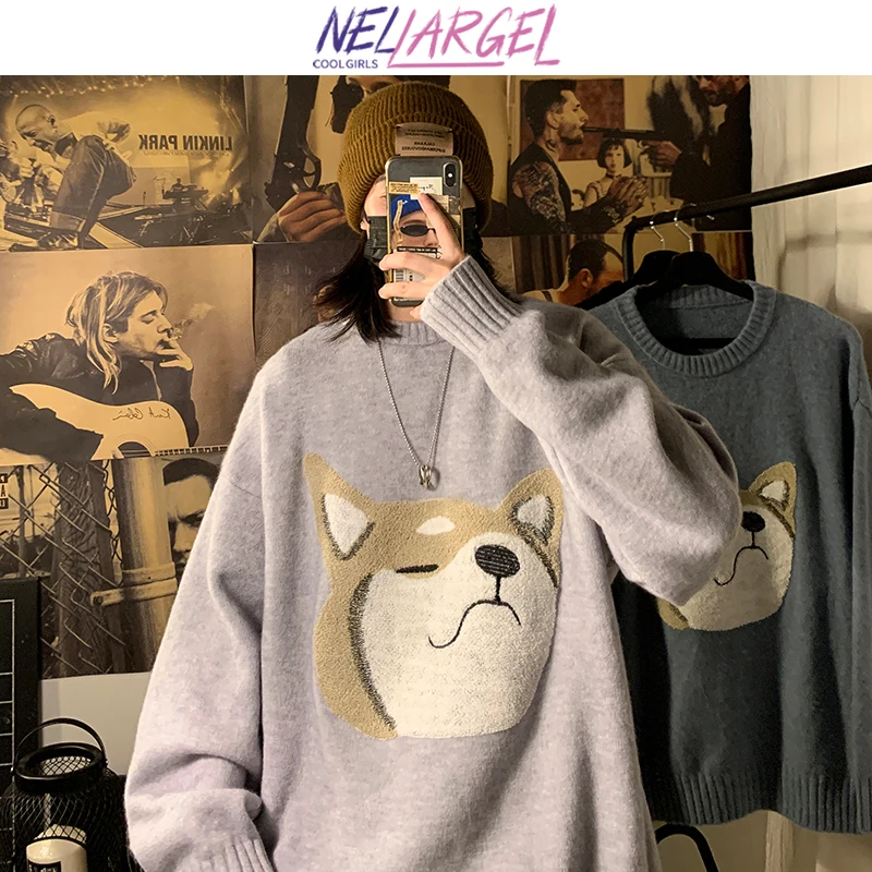 

NELLARGEL Y2k Kawaii Dog вязаный свитер 2022 женские корейские Модные Винтажные пуловеры для девушек в уличном стиле