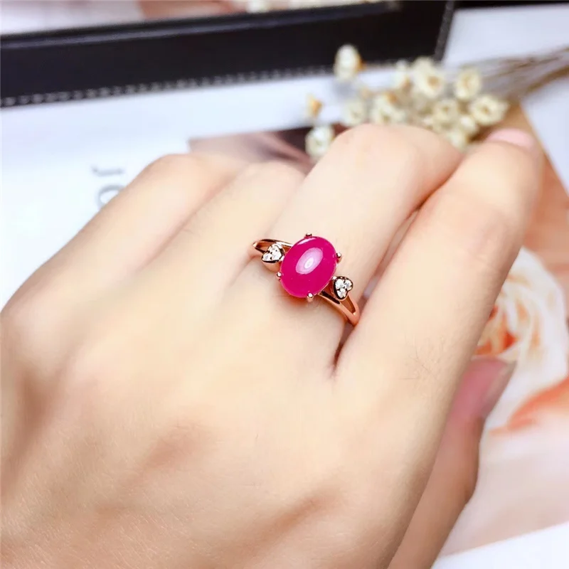PROCOGEM Natural Pink Ruby Ring for Women Girl OL gifts 2.5ct Genuine red gemstones rings fine Jewelry 925 Sterling Silver #755 | Украшения