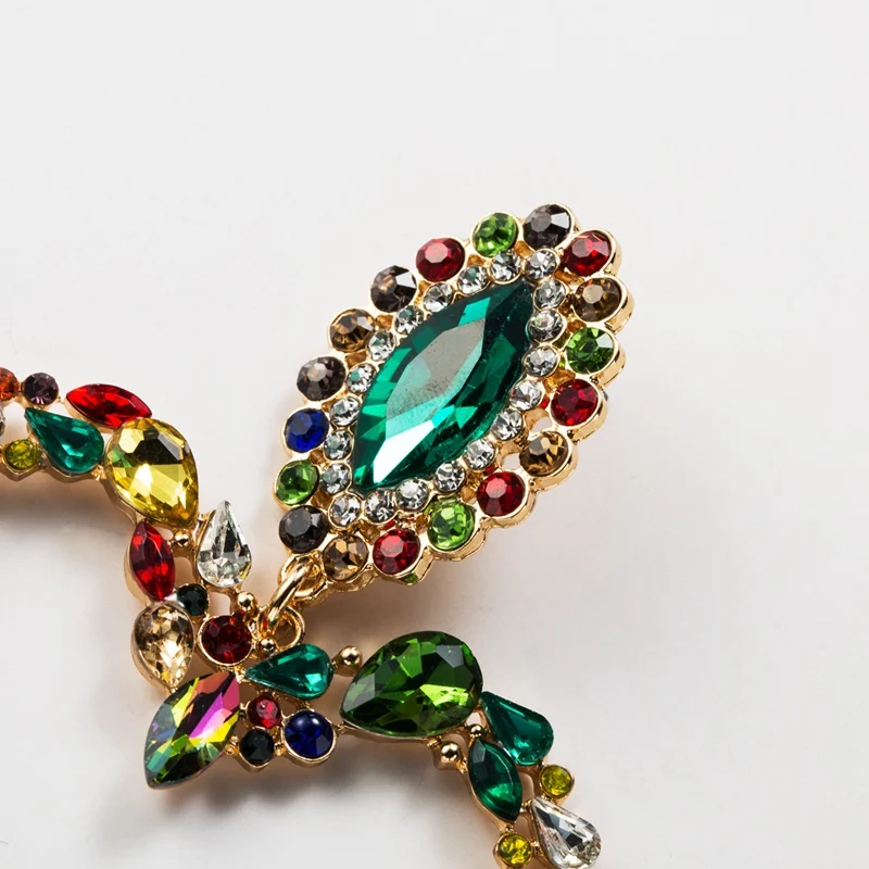 Exaggerated Colorful Rhinestone Crystal Heart Drop Dangle Earring Oorbellen Women Girl Statement Studs Earrings Jewelry SPE402 | Украшения