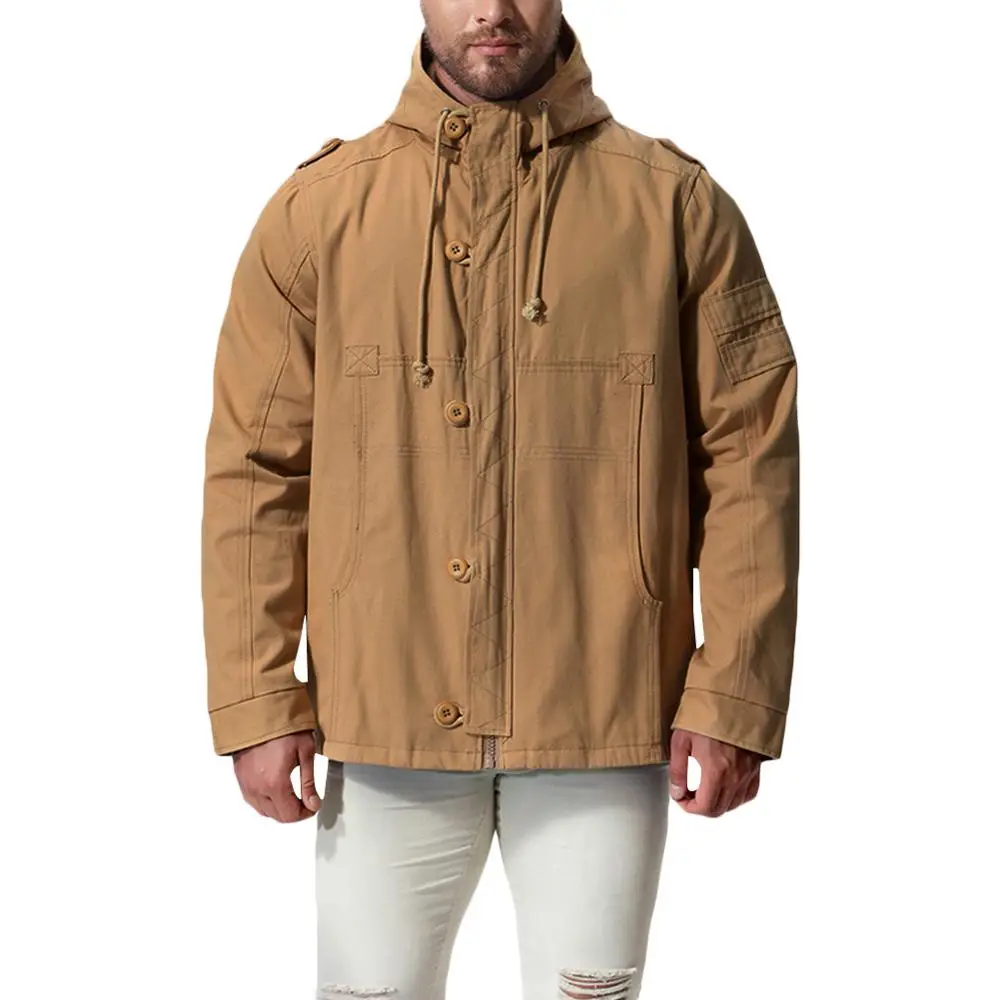 

Fashion Cotton Hooded Men Jackets Outwear Solid Long Sleeve Male Coat Loose High Quality Men Jackets Jackets And Coats