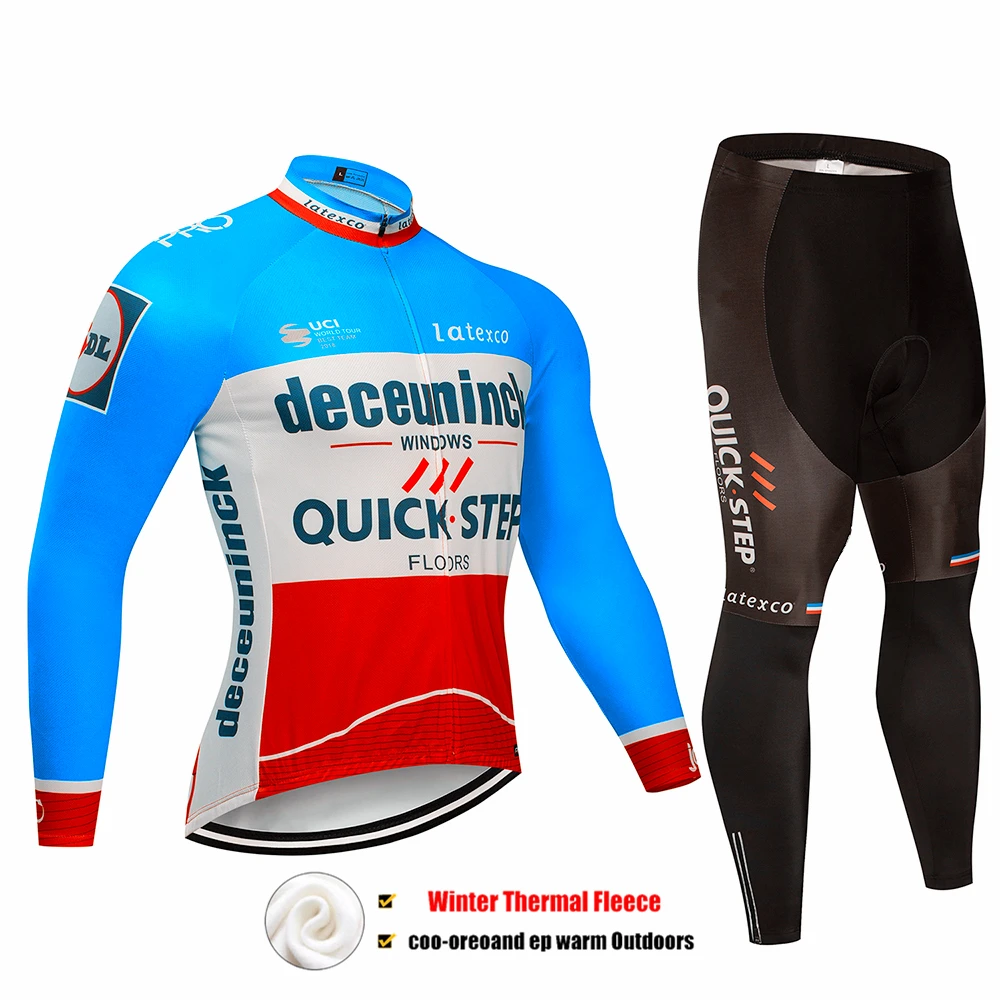 Pic Color Pro Team QUICK STEP Велоспорт Джерси 9D нагрудник набор Бельгийская велосипедная одежда мужская зимняя теплая флисовая велосипедная Одежда для велоспорта - Цвет: Pic Color