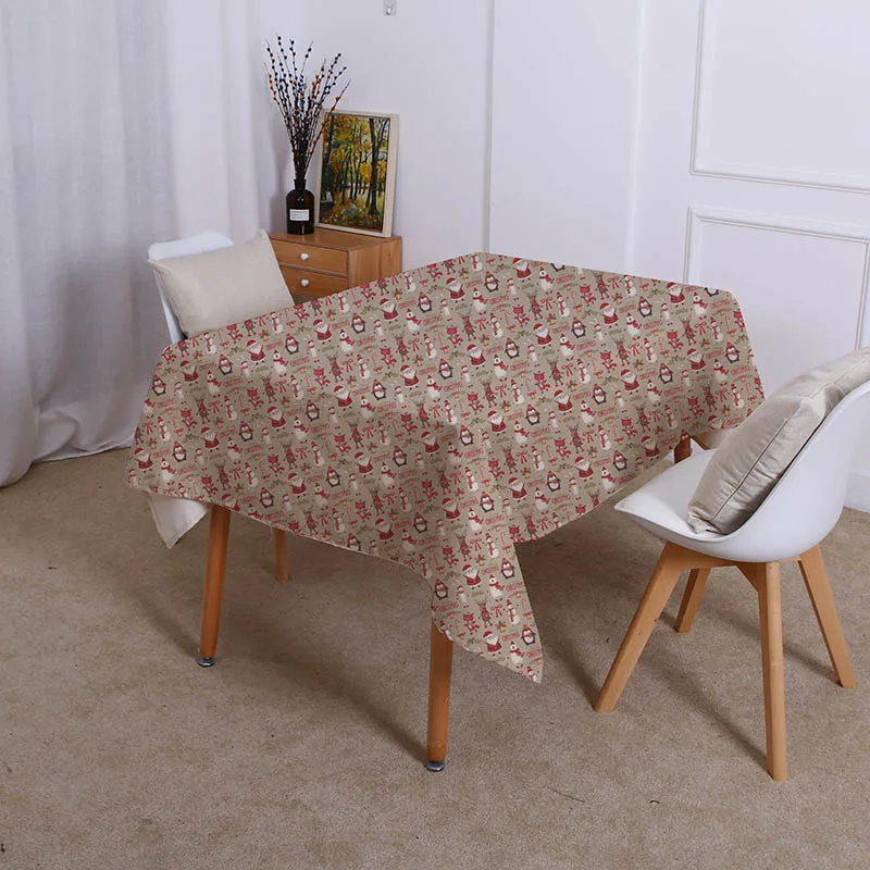 Водонепроницаемая льняная скатерть в стиле ретро с изображением