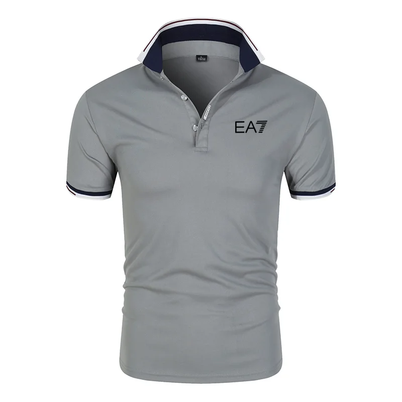 

2021 new summer brand short-sleeved polo shirt men's business lapel fashion casual self-cultivation breathable British couple