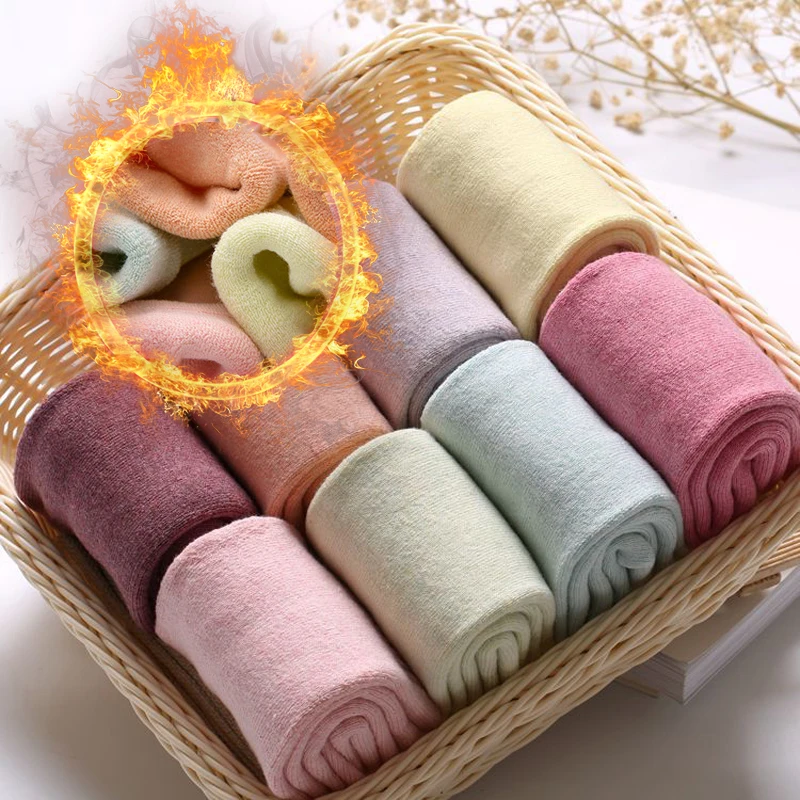 

Winter Thickened Warm Terry Socks Ladies Solid Color Comfortable Tube Socks Floor Socks Against Cold Soft Pure Cotton Socks
