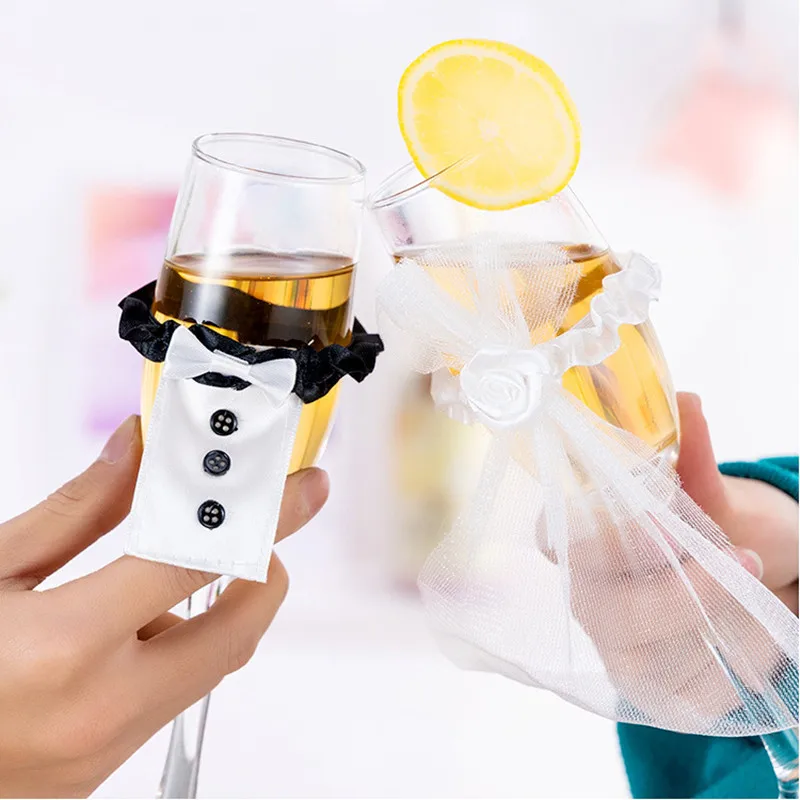 Бокалы Для Винных Бокалов в свадебном стиле бокалы для свадебного костюма жениха