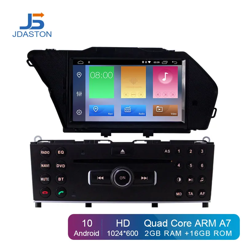JDASTON Android 10 0 автомобильный DVD плеер для Mercedes Benz GLK 2008 2009 2010 GPS навигация 1 Din