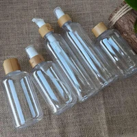 60ml 120ml 150ml 250m bamboo wood lotion pump cap pet plastic bottle for shampoo body plastic bottle hair care