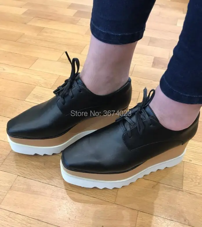 

Кроссовки Qianruiti женские со звездами, ботинки-оксфорды на танкетке, визуально увеличивающие рост, на платформе, бежевые, красные, черные, белы...