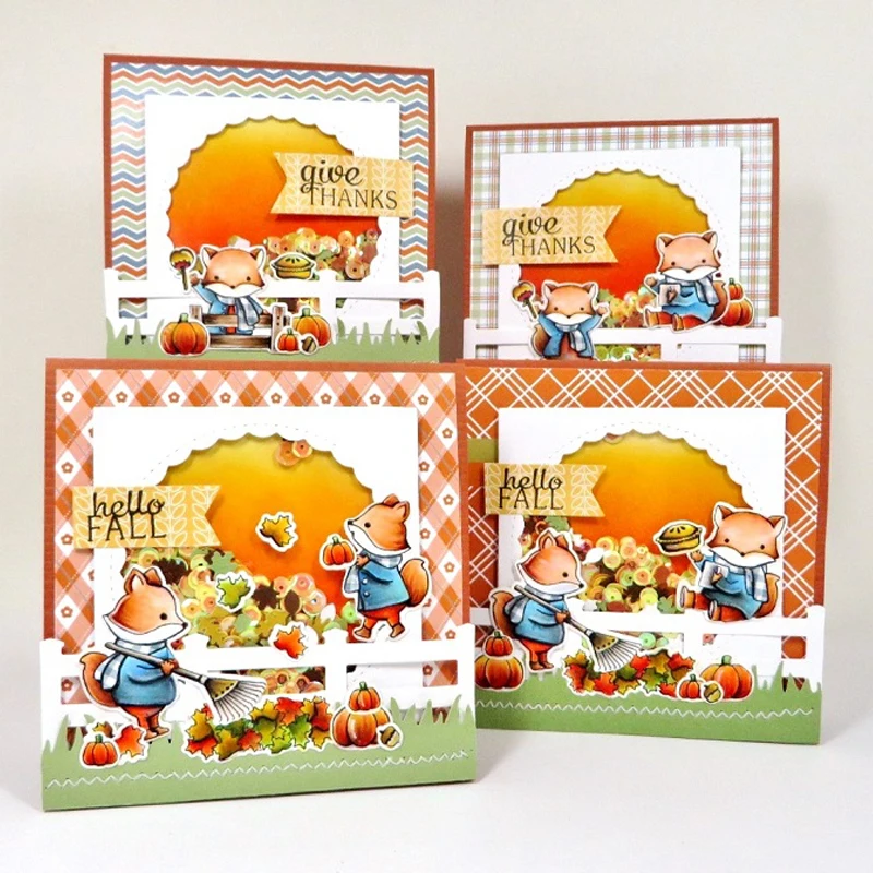 Прозрачные штампы Hello Fall Fox для изготовления открыток сделай сам осенняя лисица +