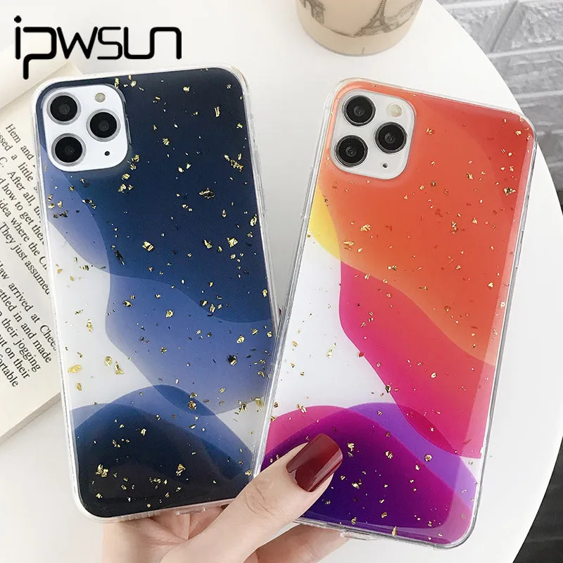 IPWSOO Блестящий блестящий чехол для телефона iPhone 11 Pro Max X XS XR Xs из золотой фольги