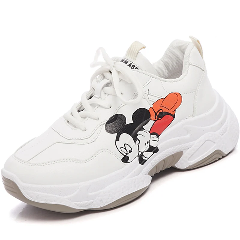 Ins/Новинка весны 2020 года трендовые женские туфли с принтом Микки Маус белые