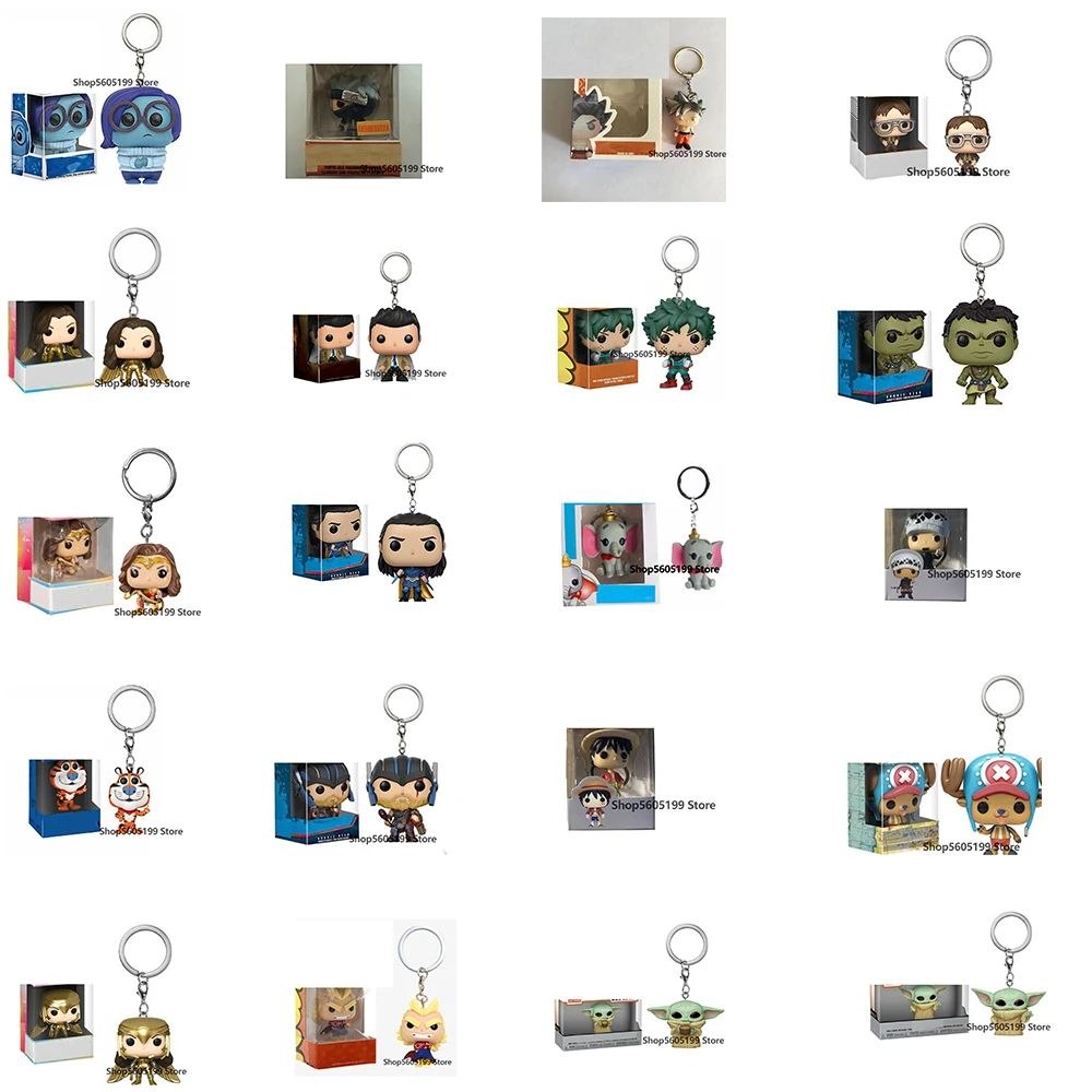 

NEW! Keychain Toys WORDER WOMAN SADNESS CASTIEL DWIGHT LOKI THOR DUMBO with box Action Figure Model toys for chlidren