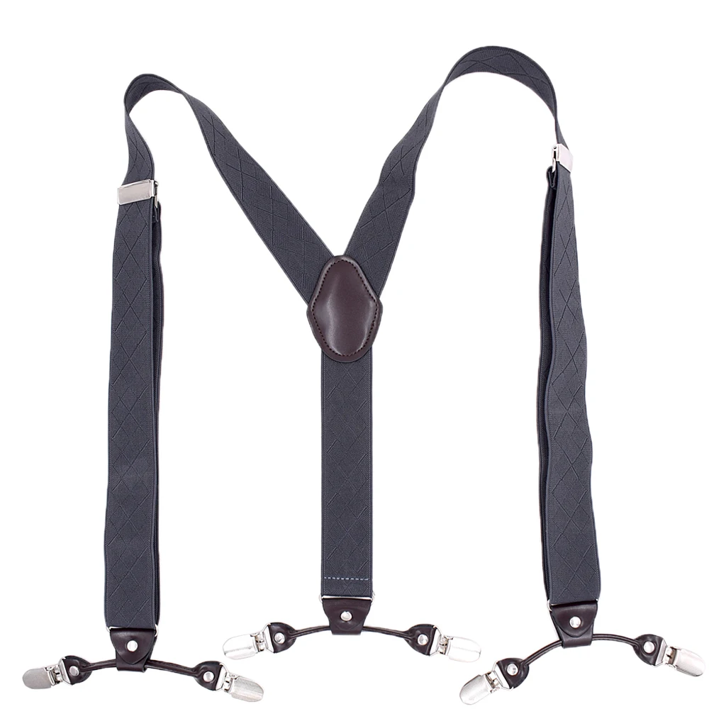 

Mens Elastic Suspenders Y-Back Adjustable Braces Belt 6 Clip-On 3.5cm Width