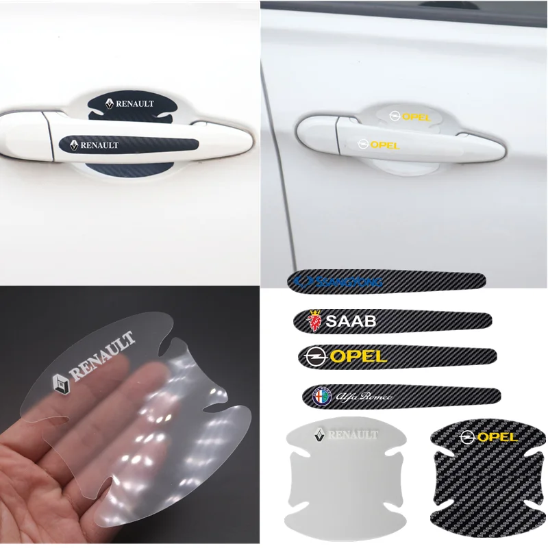 Стайлинг автомобиля защитная пленка из углеродного волокна для дверных ручек
