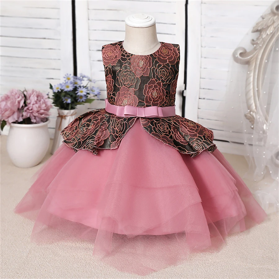 

2-6 Yrs Toddler Girl Princess Dress Lace Tulle Wedding Birthday Party Tutu Dresses Embroidery Pageant Children Clothing Costumes