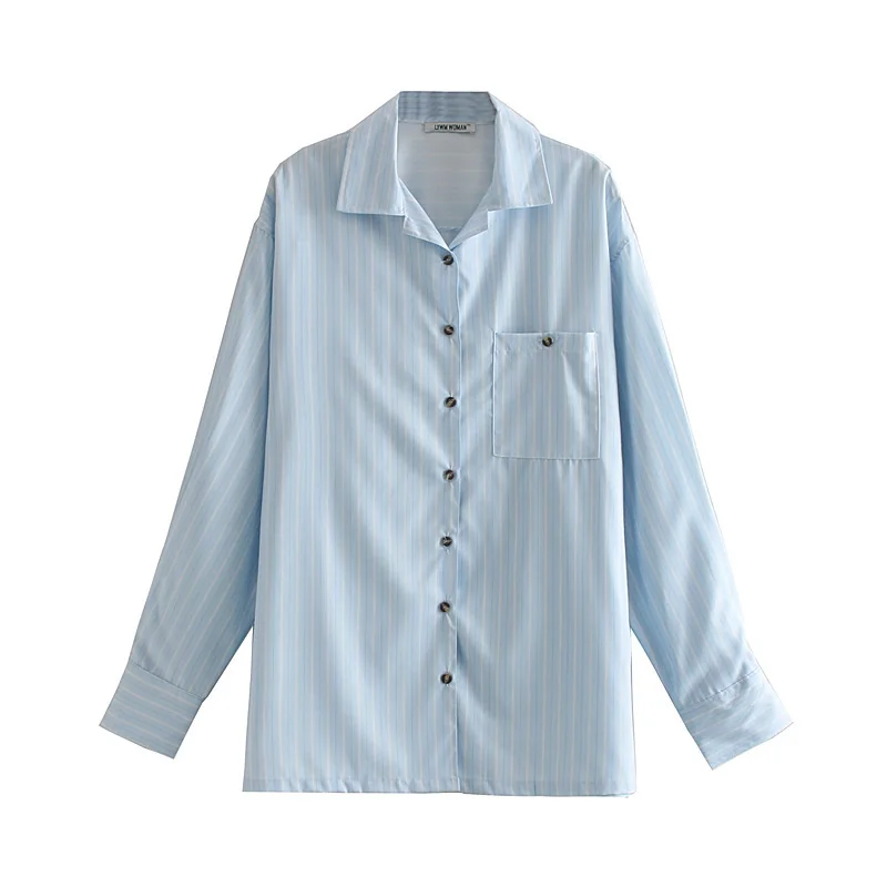 Autumn 2019 loose plus size stripe shirt female women casual blue and yellow large Blusa woman good quality womens blouse |