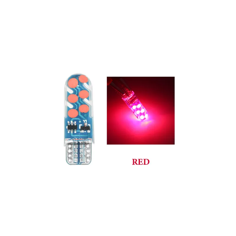 Красный 2 шт. T10 w5w Автомобильный светодиодный лампы 194 w5w 12SMD со стробоскопической вспышкой для Canbus без ошибки силиконовый светодиодный светильник разрешение на парковку номерного знака КУПОЛ 12V - Испускаемый цвет: Красный