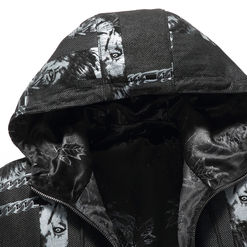 Мужские Куртки из натуральной овечьей кожи с модным принтом Короткая кожаная