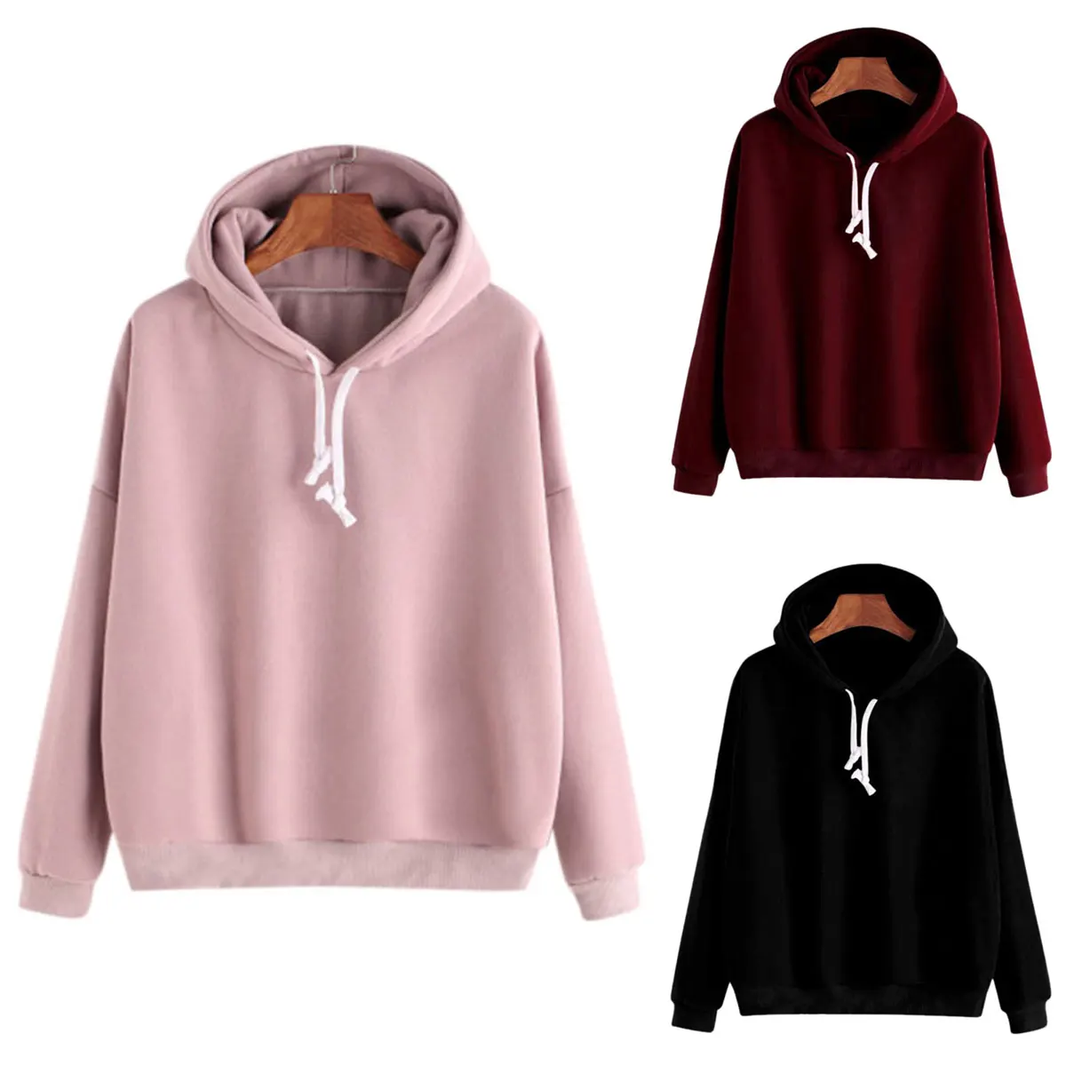 

2020 New Sweatshirts Women Pink Women's Gown With A Hood Hoodies Ladies Long Sleeve Casual Hooded Pullover Clothes Sweatshirt