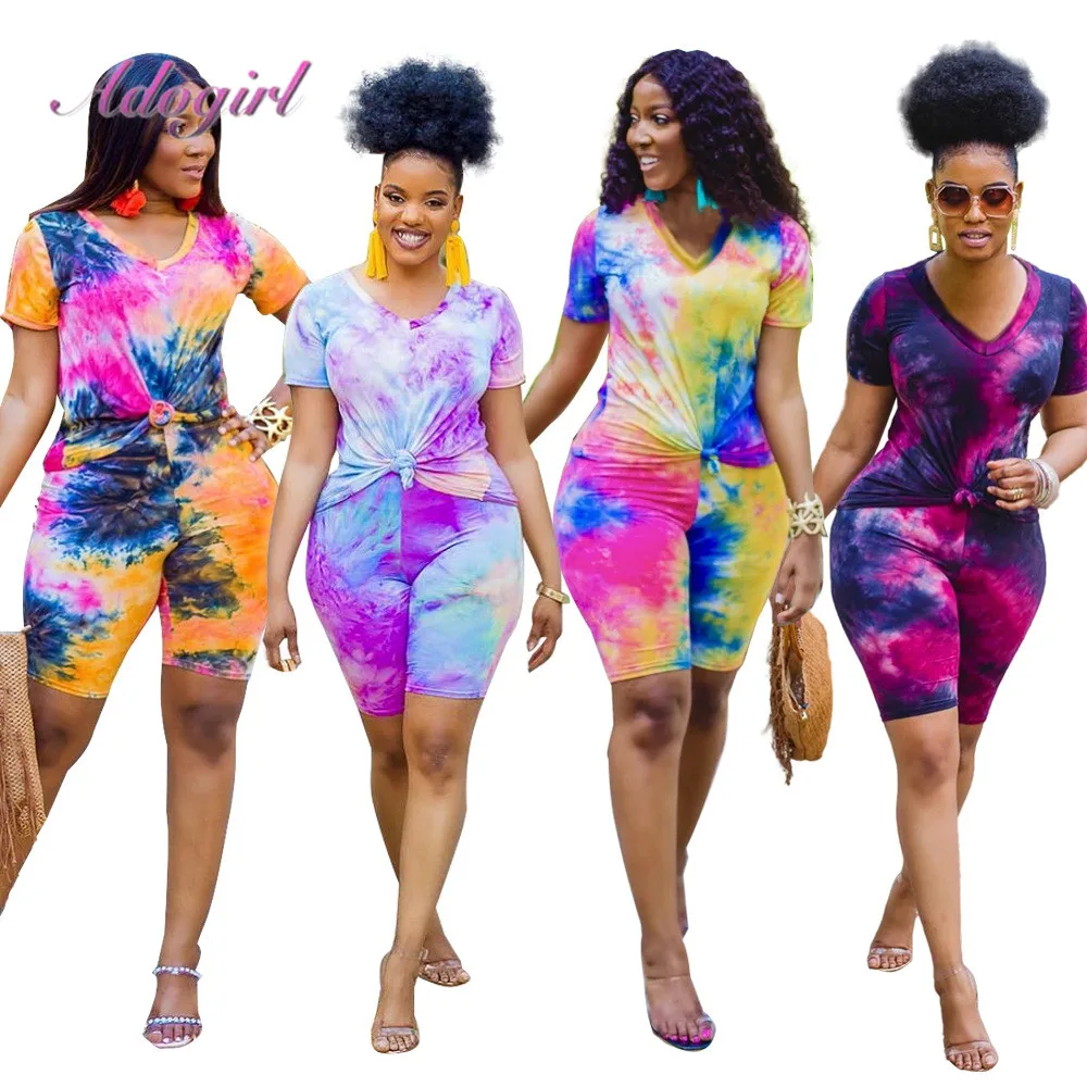 Женский спортивный костюм из двух предметов с принтом короткий рукав| |