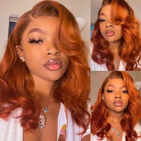 orange ginger lace front wig 13x4 body wave hd transparent lace frontal wig brazilian remy colored human hair wigs for women