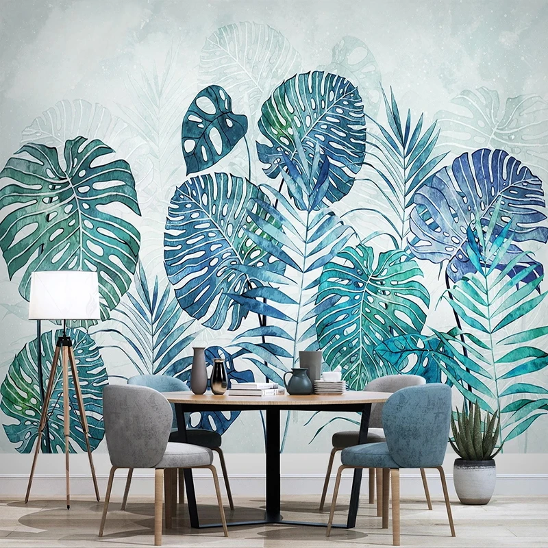 

Custom Mural Wallpaper 3D Nordic Tropical Plant Leaves Hand Painted Watercolor Mural Living Room TV Sofa Bedroom Papel De Parede
