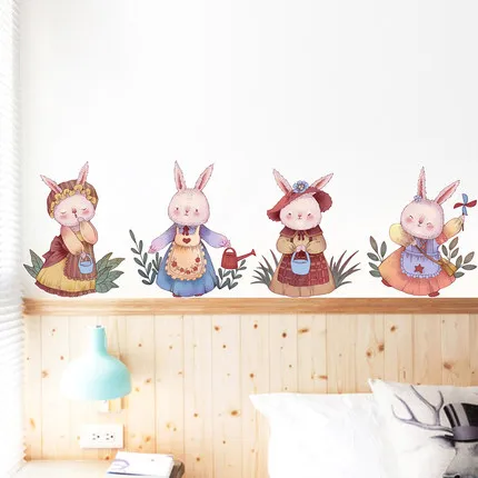 Креативный свежий стикер на стену в виде кролика картина для детской комнаты