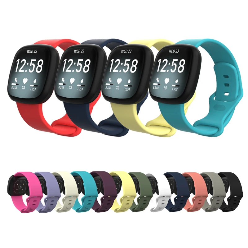 Силиконовый ремешок для Fitbit Versa 3 часов Браслет Sense сменный разноцветный