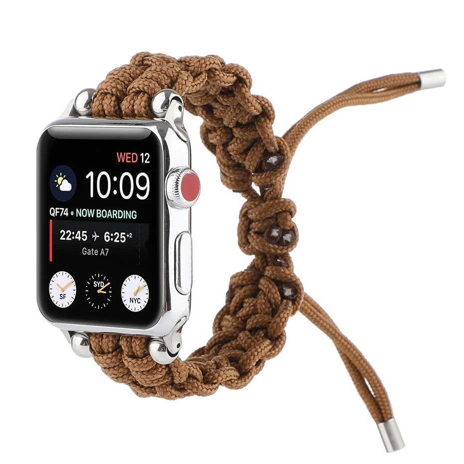 Umbrella rope Nylon Strap for apple watch band 44mm 42mm 38mm 40mm bracelet Wrist iwatch series SE 6 5 4 3 2 1 Replacement belt