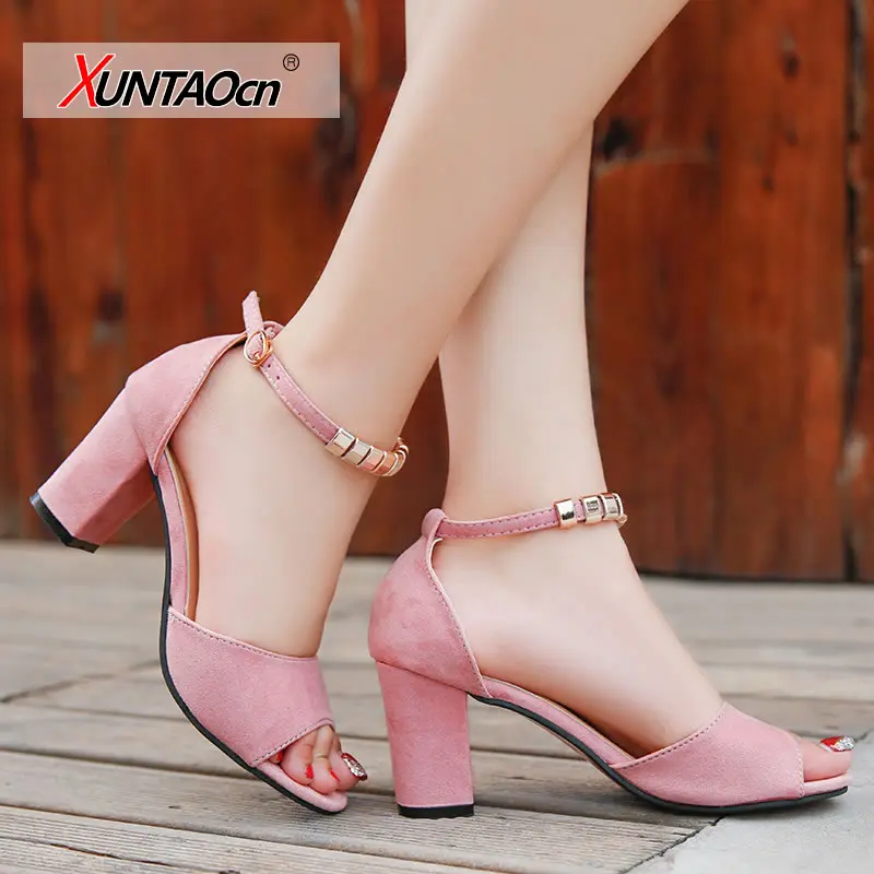 

2020 spring sexy fish mouth hollow Roman sandals thick with a word with beaded high heels female summer Sexy female sandals