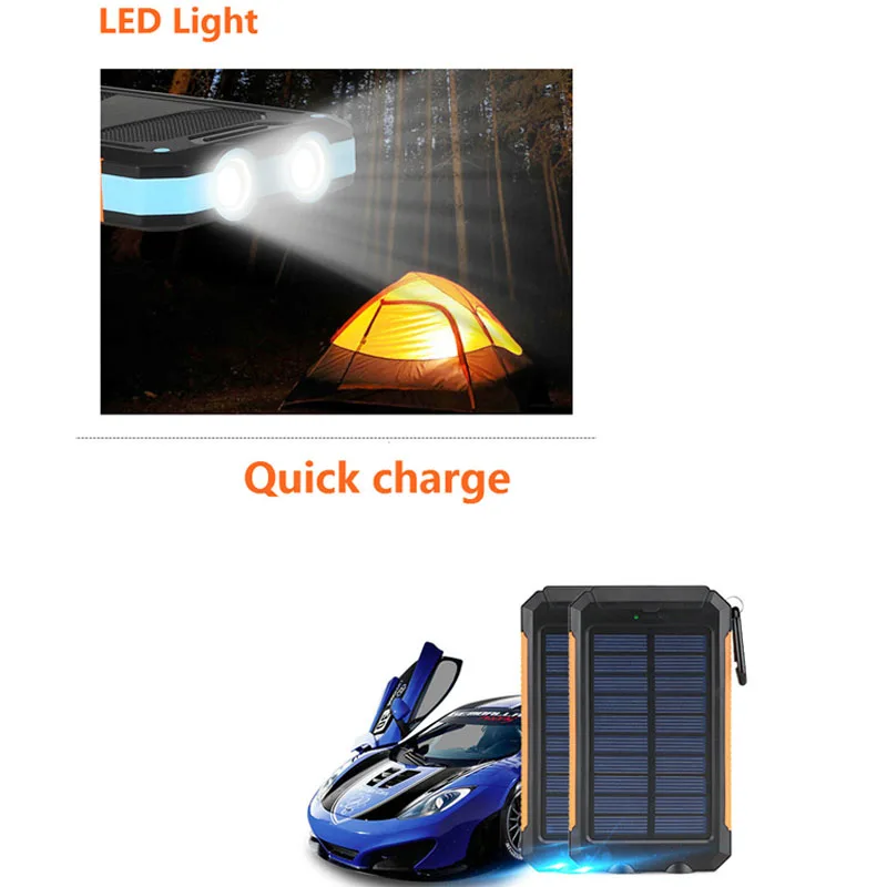 20000 мАч с Панели солнечные Зарядное устройство Мощность мобильные аккумуляторы