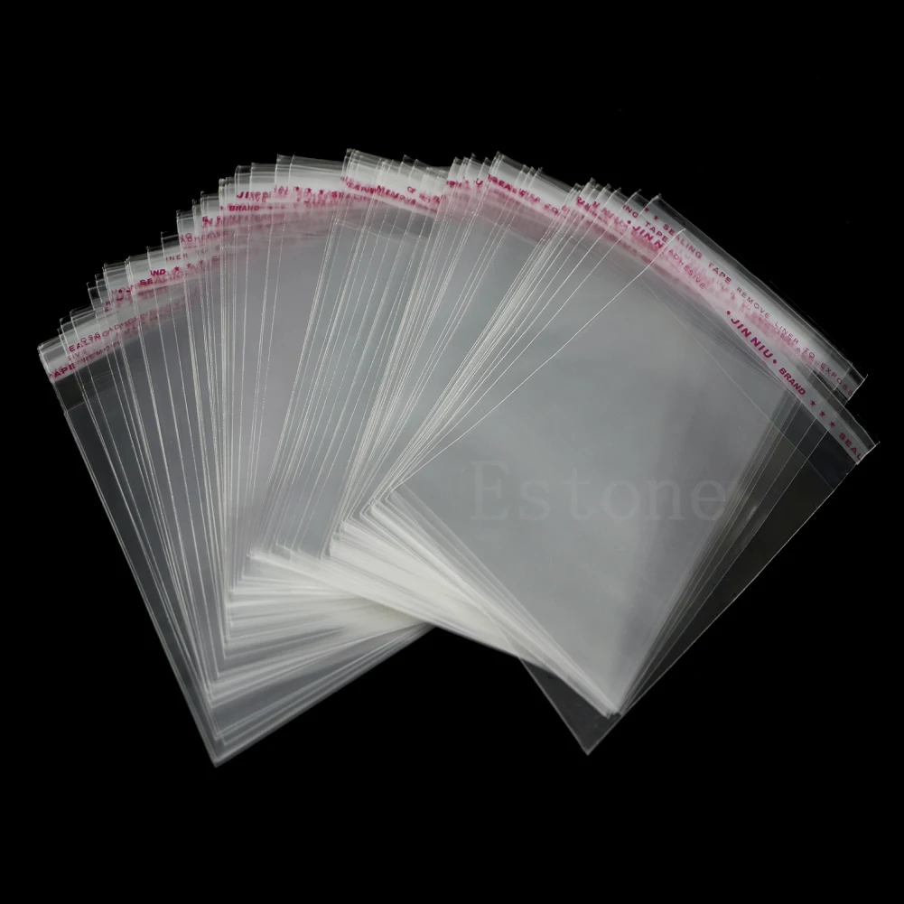 

100ps Clear Self Adhesive Lots DIY Jewelry Seal Plastic Bags 8x12cm 3.1"x4.7" H9EB