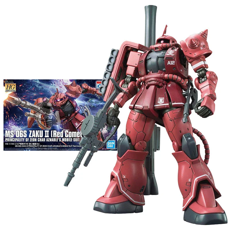 

Bandai Gundam Model Kit Anime Figure Toys HG MS-06S Zaku 2 Red Comet Ver Genuine Gunpla Anime Action Figure Toys for Children