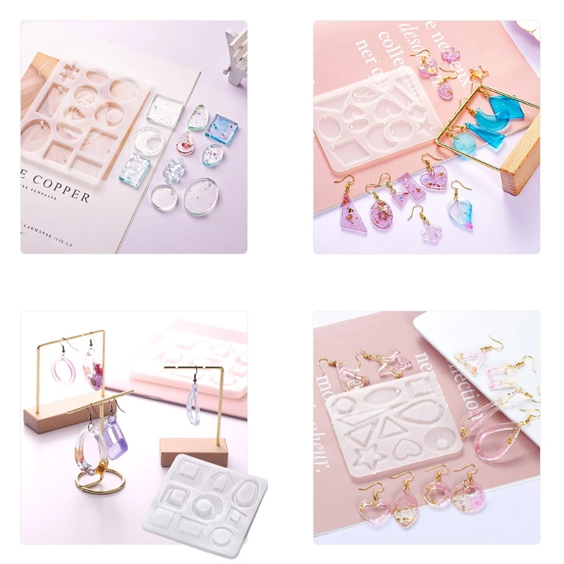 

L5YA Star/Moon/Leaf Shape Pendant Earrings Mold Serving Board Silicone Mold Home Decoration Mold Suitable for Women