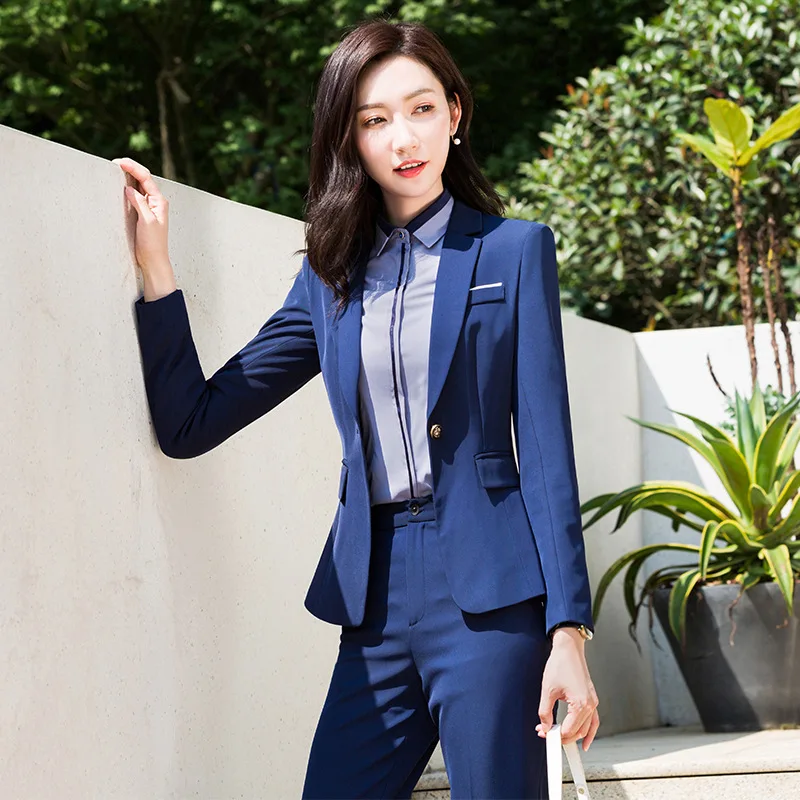 Women's Professional Suit Autumn New High Quality Solid Color Slim Jacket Female Casual Pants Suit Workwear Two-piece 2022