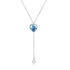SILVERHOO S925 Стерлинговое серебро подвеска в форме сердца для женщин Сияющие синие кристаллы Австрия ювелирные изделия горячая распродажа
