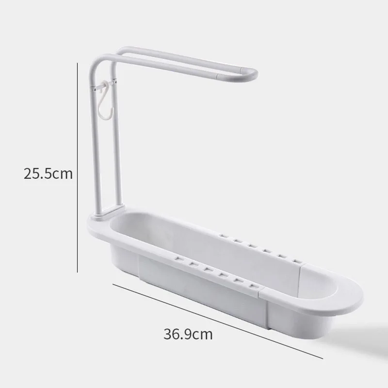

Telescopic Sink Drain Shelf Punch-free Soap Sponge Organizer Rack Drain Plate Adjustment Towel Storage Holder Kitchen Accessorie